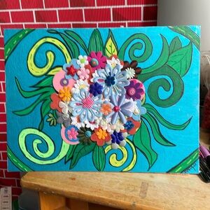 Bouquet of flowers 💐 acrylic pen art canvas 12x16💕